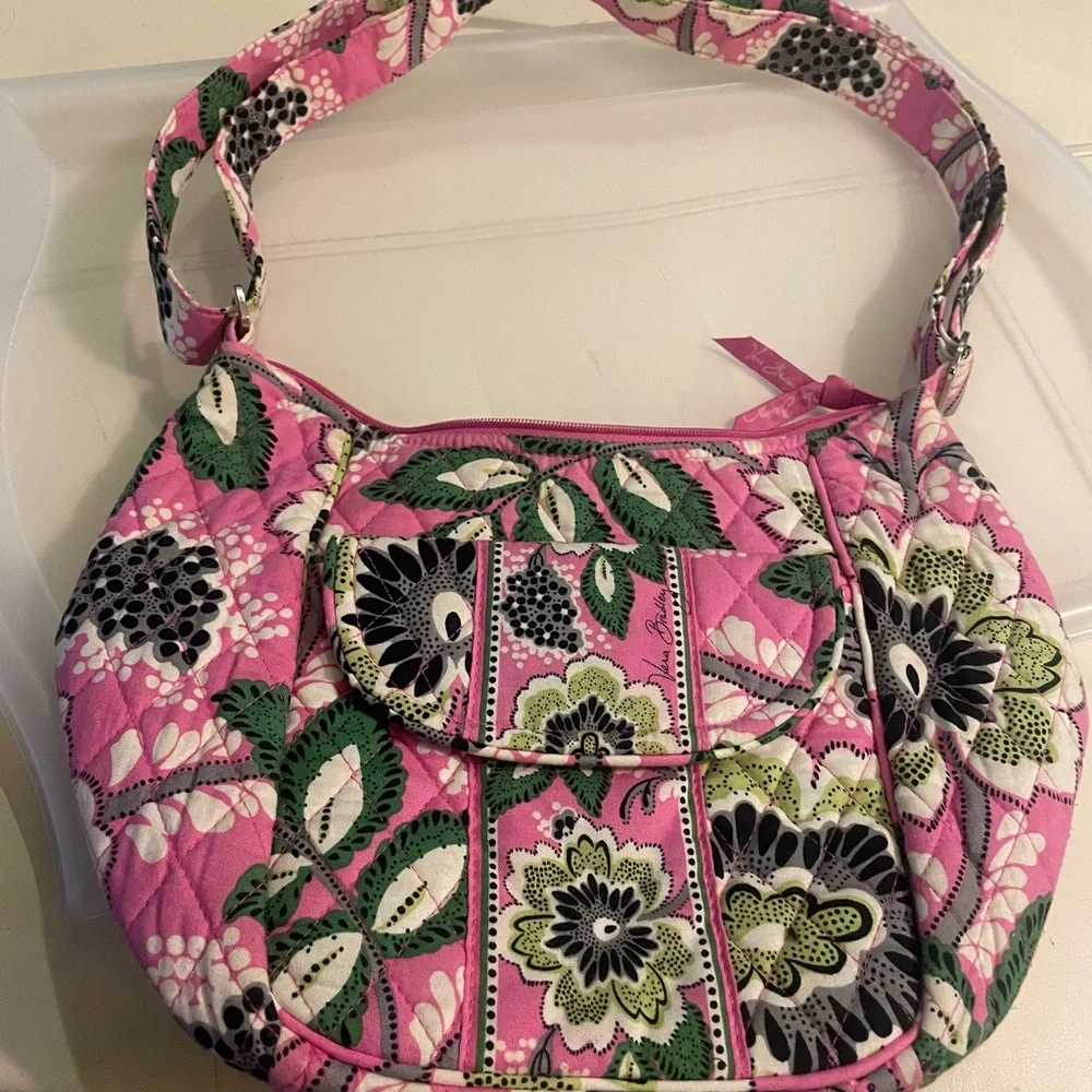 Vera Bradley Pink and Green Floral Shoulder Bag - Picture 6 of 7